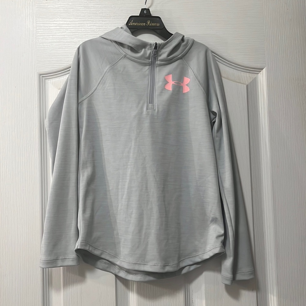 Under Armour dry fit hoodie- gray and pink